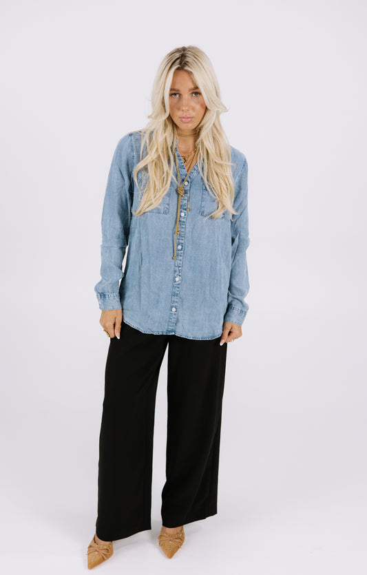 Blue Ember Button Up